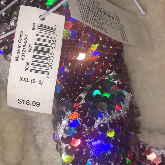 Pink Sparkle Sequin Slippers w/fake Sherpa lining - Picture 6 of 6